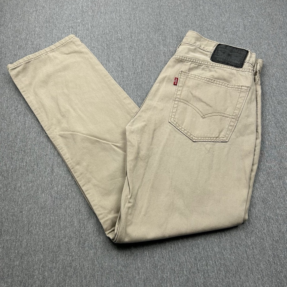 Levis 514 Pants Mens 32x30 Straight Fit Beige Khaki Chino Cotton Red Tab